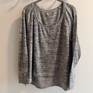 Athleta Heather Gray High Low Hem Long Sleeve Shirt Size XL